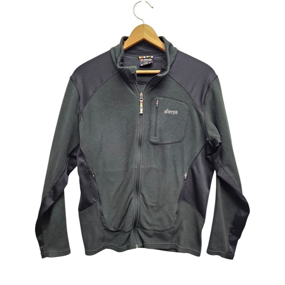 Sherpa Adventure Gear Jacket Mens Large Full Zip‎ Charcoal Black Outdoors Fleece